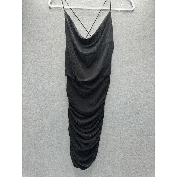 NWT Almost Famous XS Sparkle Ruched Spaghetti Straps Black mini Dress HOCO - Picture 1 of 10